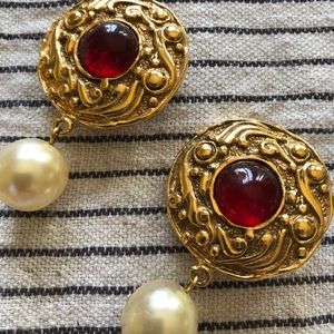 Chanel Gripoix and Drop Pearl Earrings